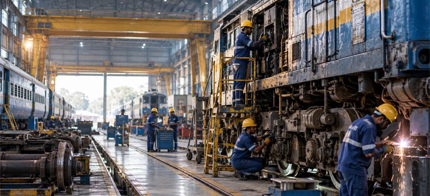 Rolling stock exterior cleaning in progress
